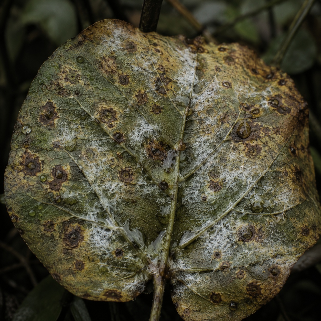 Une feuille tachée par la maladie.